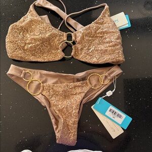 Beach Bunny Sequin Bikini Set - Bronze
